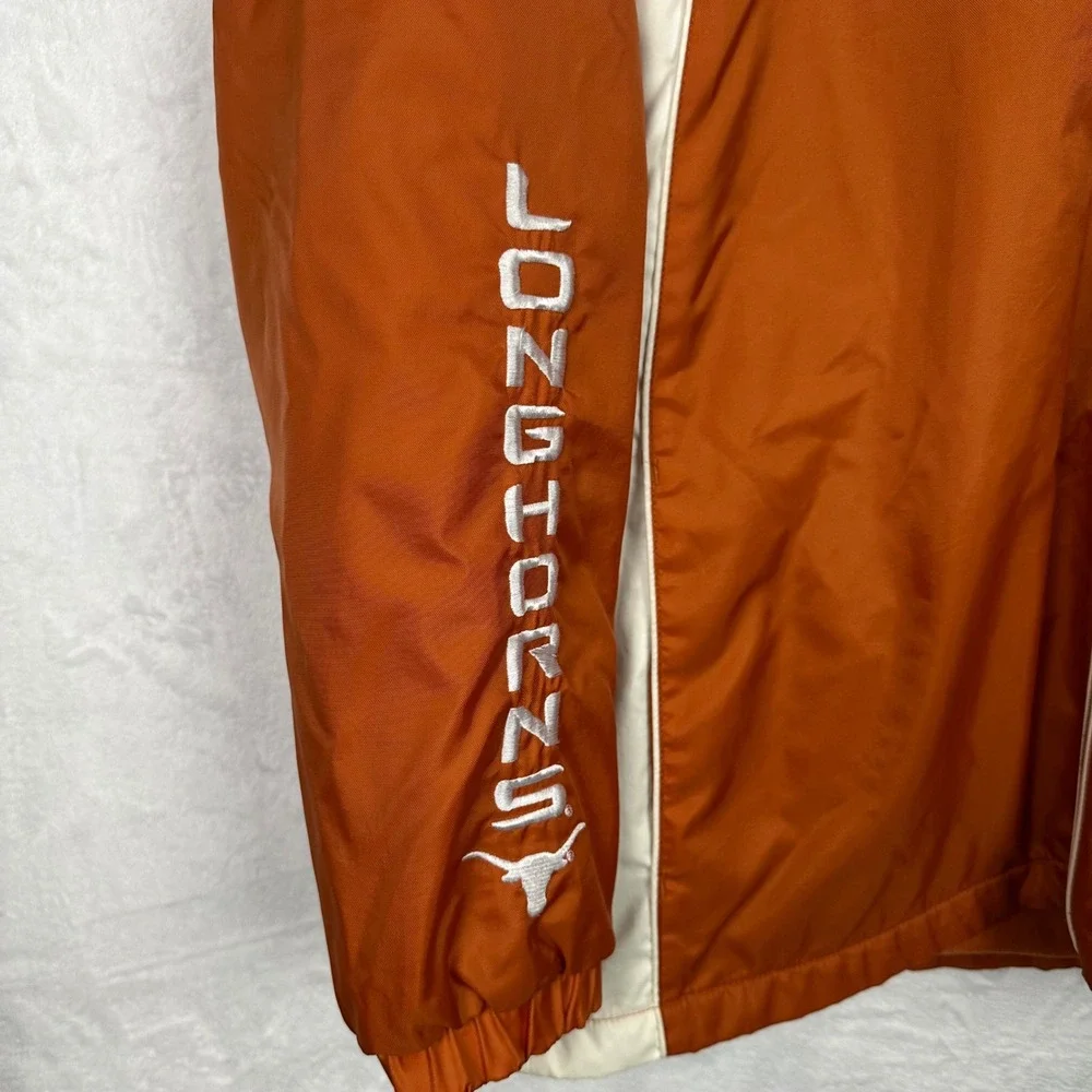 Red Oak Texas Longhorns Mens Large Winter Coat Jacket Hooded Orange Fleece Lined